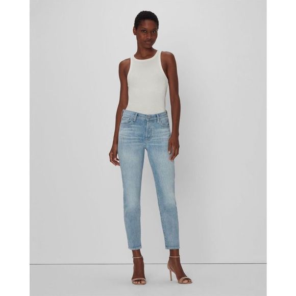 7 for all Mankind Josefina Slim Fit Boyfriend Jeans 26 Button Fly Light Wash - Picture 1 of 8